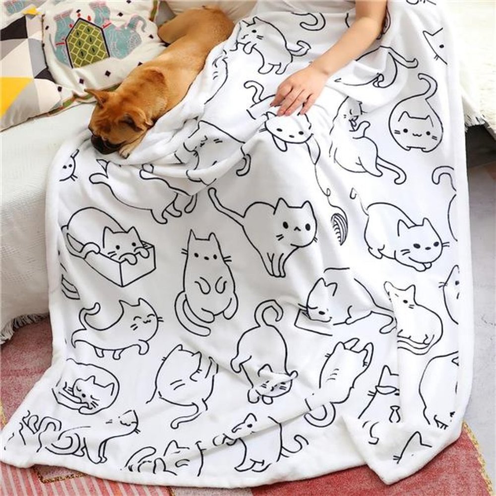 Cat Blanket Animals Pet Pattern Throw Blanket Cat Lover Gifts Flannel Soft Warm
